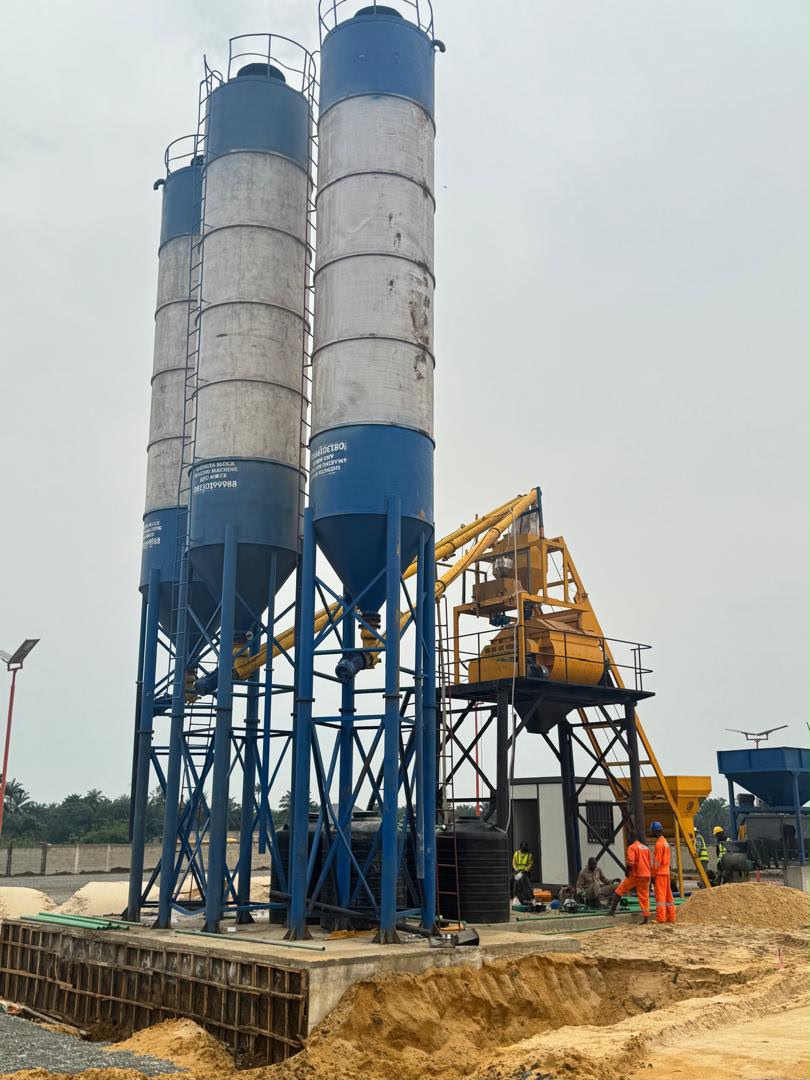 Twin silo concrete batching plant operational Nigeria